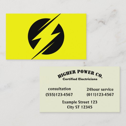 Energieunternehmen - Elektriker - Bolzen Visitenkarte (Vorne/Hinten)