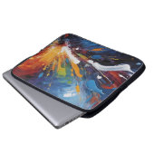 Energische abstrakte farbenfrohe Explosion Impasto Laptopschutzhülle (Vorne Knopf)