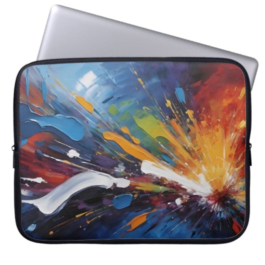 Energische abstrakte farbenfrohe Explosion Impasto Laptopschutzhülle (Vorderseite)