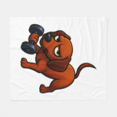 Energische Dachshund-Hantel-Comic-Motivation Fleecedecke (Vorderseite (Horizontal))