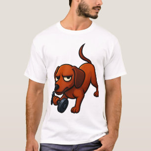 Energische Dachshund-Hantel-Comic-Motivation T-Shirt