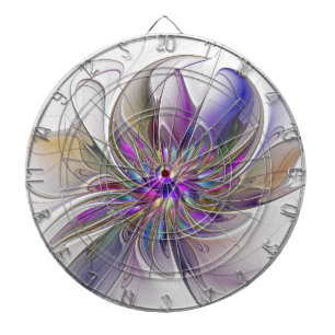 Energische, farbenfrohe abstrakte fraktale Blumenk Dartscheibe