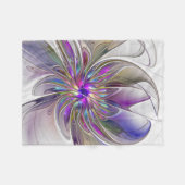Energische, farbenfrohe abstrakte fraktale Blumenk Fleecedecke (Vorderseite (Horizontal))