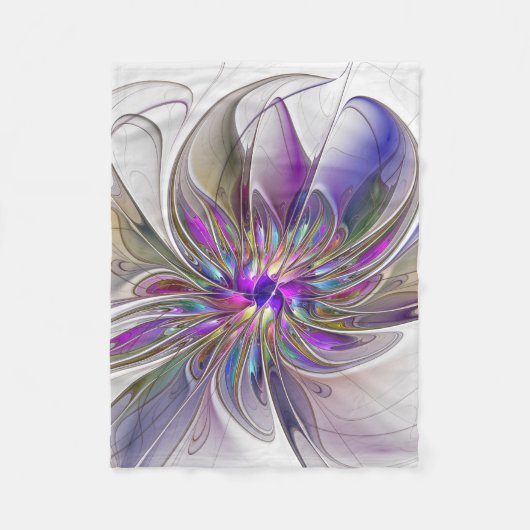 Energische, farbenfrohe abstrakte fraktale Blumenk Fleecedecke (Vorderseite)