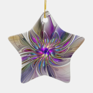 Energische, farbenfrohe abstrakte fraktale Blumenk Keramik Ornament