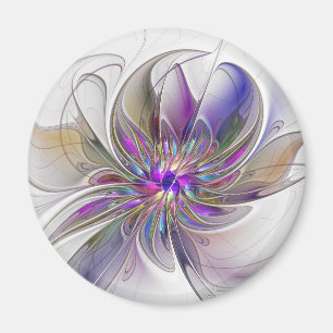 Energische, farbenfrohe abstrakte fraktale Blumenk Magnet