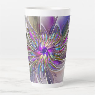 Energische, farbenfrohe abstrakte fraktale Blumenk Milchtasse