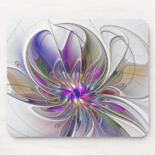 Energische, farbenfrohe abstrakte fraktale Blumenk Mousepad