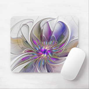 Energische, farbenfrohe abstrakte fraktale Blumenk Mousepad