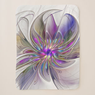 Energische, farbenfrohe abstrakte fraktale Blumenk Sherpadecke