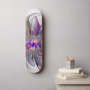 Energische, farbenfrohe abstrakte fraktale Blumenk Skateboard