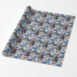 Energischer Blue Heeler Hund Winter Creek Weihnach Geschenkpapier