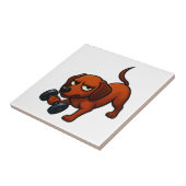 Energischer Dachshund-Hantel-Comic-Motivation Fliese (Seite)