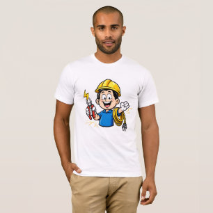 Energischer Elektriker Maskottchen Blitz Cartoon K T-Shirt