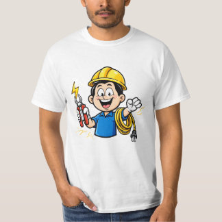 Energischer Elektriker Maskottchen Blitz Cartoon K T-Shirt
