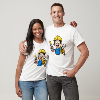 Energischer Elektriker Maskottchen Blitz Cartoon K T-Shirt