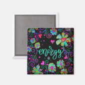 Energy Black Floral Inspirivity Magnet (Vorderseite/Rückseite)