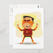 Energy Boy - Cartoon Superhero Superpower Postkarte (Vorne/Hinten)