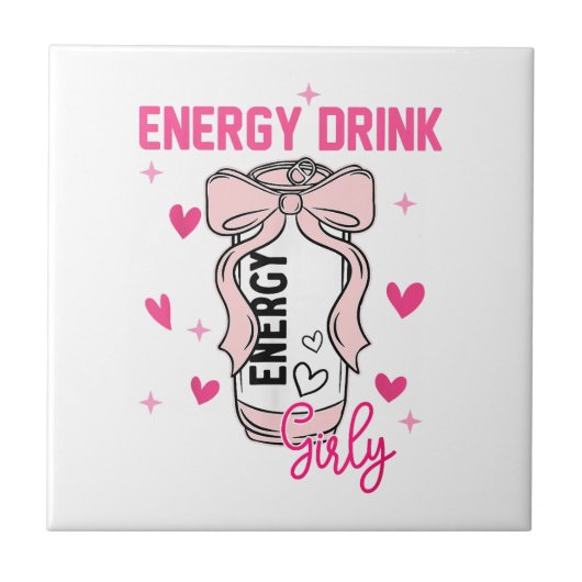 Energy Drink Girly Funny Drink Lover Design Fliese (Vorderseite)