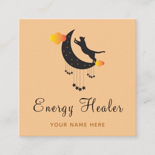 Energy Healer Black Cat Psychic Fortune Teller Quadratische Visitenkarte (Vorderseite)