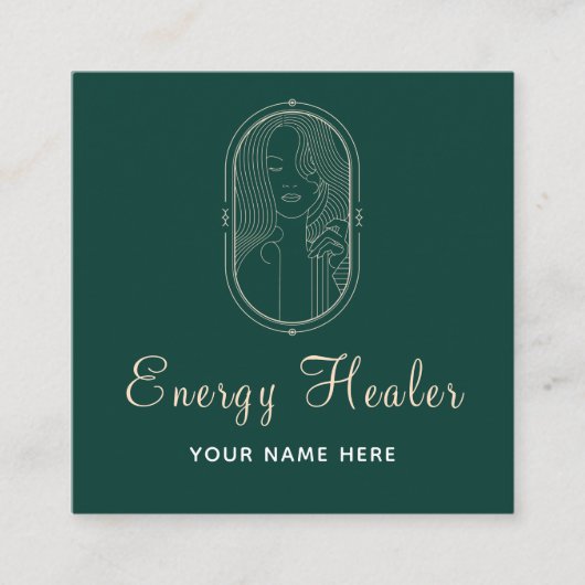 Energy Healer Spirituelle Linie Art Deco Reiki Mas Quadratische Visitenkarte (Vorderseite)