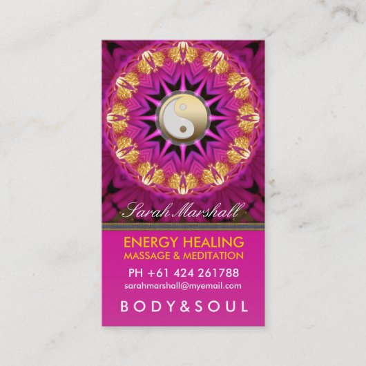 Energy Healing Holistic Pink Gold Business Card Visitenkarte (Vorderseite)