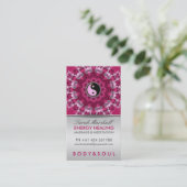 Energy Healing Holistic Pink Silver Business Card Visitenkarte (Stehend Vorderseite)