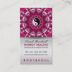 Energy Healing Holistic Pink Silver Business Card Visitenkarte