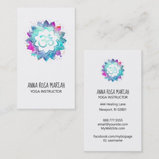*~* Energy Healing Lotus Mandala Om Om Symbol Visitenkarte (Vorne/Hinten)