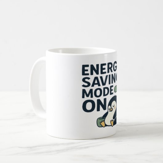 Energy saving Mode on- Cute penguin design Kaffeetasse (Vorderseite Links)
