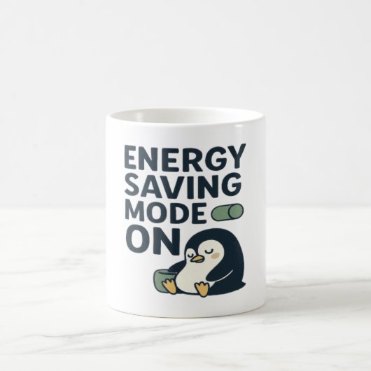 Energy saving Mode on- Cute penguin design Kaffeetasse (Mittel)