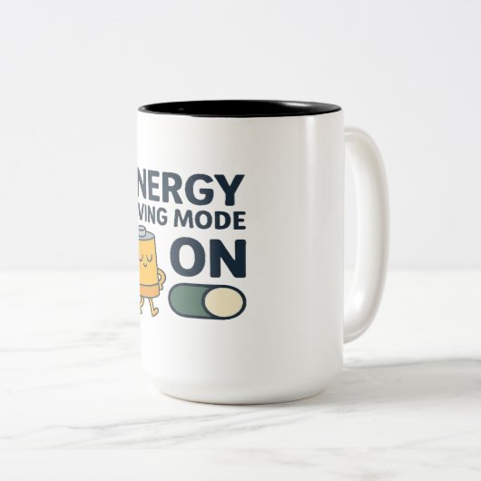 Energy Saving Mode On- Funny Battery Lazy Tshirt Zweifarbige Tasse (VorderseiteRechts)