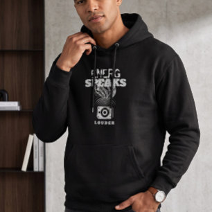 Energy Speaks Louder Lautsprecher Grafik Monochrom Hoodie