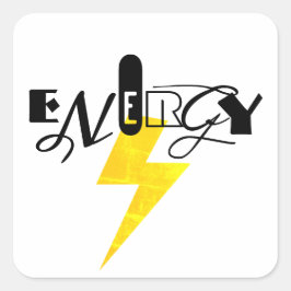 Energy Thunder Sign Power Quadratischer Aufkleber