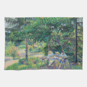 Enfables attablés dans le jardin Camille Pissarro Geschirrtuch