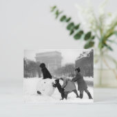 Enfants neige Paris 1930 Postkarte (Stehend Vorderseite)