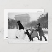 Enfants neige Paris 1930 Postkarte (Vorne/Hinten)