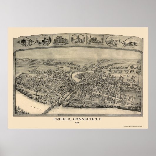 Enfield, CT Panoramic Map - 1908 Poster (Vorne)