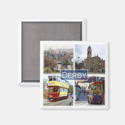 ENG033 DERBY, England, Europa, Kühlschrank Magnet (Vorderseite/Rückseite)