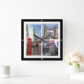ENG048 LONDON, England, Quadratische Wanduhr (Zuhause)