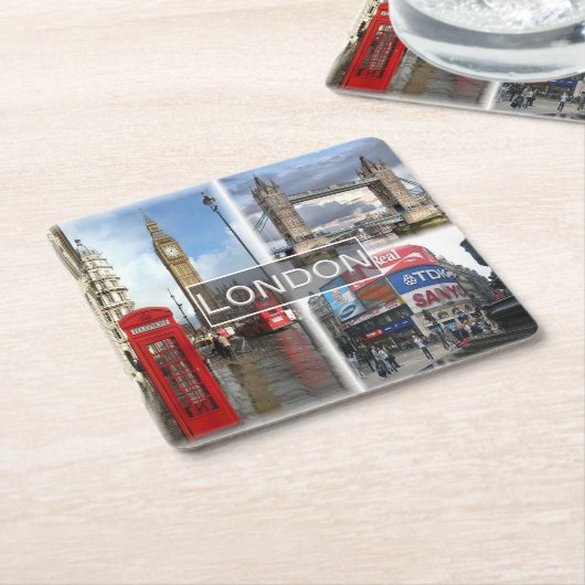 ENG048 LONDON, England, Rechteckiger Pappuntersetzer (angewinkelt)