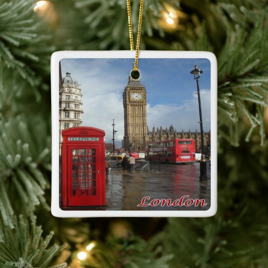 ENG063 LONDON BIG BEN, Doppeldecker-Bus, Keramikornament (Baum)