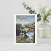 Engadin Schweiz Eisenbahn Vintage Poster Postkarte (Stehend Vorderseite)