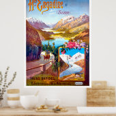 Engadin, Schweiz, Landschaft und Bergstrasse Poster (Küche)