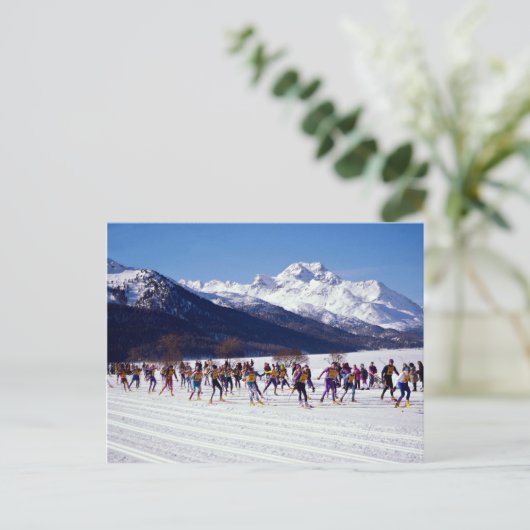 Engadin ski marathon, Silvaplana, Schweiz int Postkarte (Stehend Vorderseite)