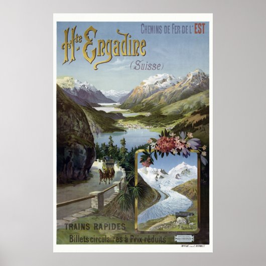 Engadin Switzerland Railroad Vintage Poster (Vorne)
