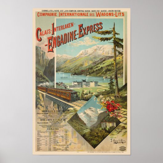 Engadine-Express Switzerland Vintage Poster 1890 (Vorne)