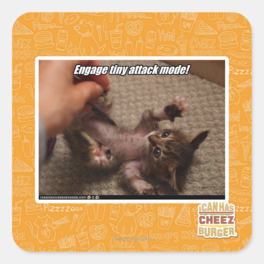 Engage den winzigen Angriffsmodus! Quadratischer Aufkleber (Vorderseite)