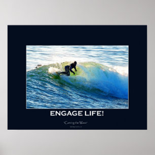 ENGAGE LIFE Wave-Rider Surfer Action Motivierend Poster