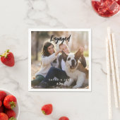Engaged Couple Photo With Pet Fun Cocktail  Serviette (Beispiel)